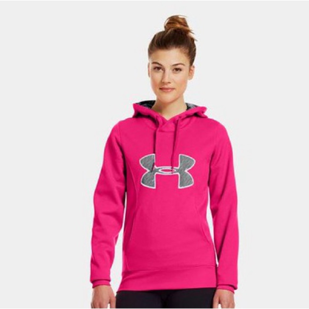 Under Armour Semi Fitted Pink Hoodie Sweatshirt Size Small
